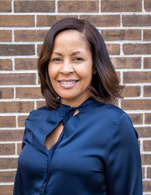 Tanisha Black, woman in dark blue blouse